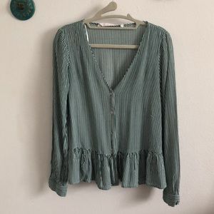 Zara V-Neck button up blouse
